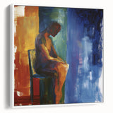 Expressive Abstract Bedroom Wall Art - Blue and Orange Canvas Print