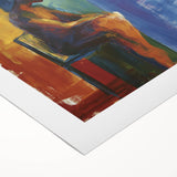 Expressive Abstract Bedroom Wall Art - Blue and Orange Canvas Print