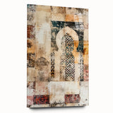 Abstract architectural wall art displayed in a modern setting, featuring a stunning acrylic glass design that emphasizes geometric shapes and vibrant colors. Perfect for contemporary decor, this piece adds a striking visual element to any space.