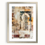 Abstract architecture wall art framed in silver with a mat, showcasing geometric shapes in soft gray and white tones. Ideal for modern home decor or office spaces.