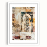 Abstract architectural wall art in a white frame with a mat, showcasing geometric patterns and clean lines, perfect for modern interior decor.