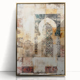 Framed abstract architecture wall art featuring intricate gold accents and a modern design, ideal for enhancing contemporary home decor. Perfect for stylish interiors.