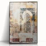 Framed abstract architecture wall art in silver acrylic, showcasing geometric patterns and modern design elements, perfect for contemporary home decor.