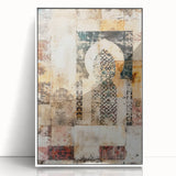 Framed abstract architecture wall art featuring dynamic geometric shapes in white and soft tones, ideal for modern home décor. The acrylic frame enhances its contemporary style while adding a touch of elegance to any interior space.