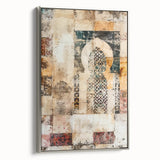 Framed abstract architecture wall art in silver, showcasing a modern design with geometric shapes and sharp lines, ideal for contemporary home decor.