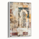 Framed abstract architecture wall art featuring a modern white design, displayed in a side view to highlight its elegant lines and minimalist aesthetic. This canvas art piece enhances contemporary home decor with its sophisticated style, ideal for living rooms or offices.