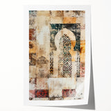 Abstract architectural wall art print featuring geometric shapes in soft pastel colors, showcasing modern design elements, rolled and ready for display.