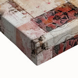 Close-up of an abstract architecture wall art piece on stretched canvas, showcasing intricate geometric patterns in vibrant colors, ideal for modern home decor.