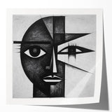 Abstract figurative wall art print showcasing vibrant colors and dynamic shapes, ideal for modern home decor. Glossy finish enhances visual appeal.