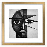 Abstract figurative wall art framed in gold, showcasing vibrant colors and dynamic shapes, ideal for modern home decor and artistic expression.