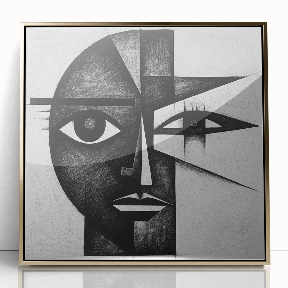 Framed abstract figurative wall art showcasing a gold-acrylic finish, set against a sleek black background, ideal for modern home decor. Perfect for enhancing contemporary spaces with a touch of elegance and artistic flair.