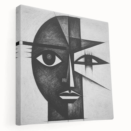 Abstract figurative wall art on stretched canvas showcasing vibrant colors and dynamic shapes, providing a modern artistic touch to any interior space.