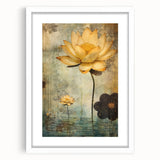 Abstract floral wall art framed in white, showcasing vibrant colors and intricate patterns, perfect for modern decor and enhancing any living space.