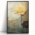 Framed abstract floral wall art with vibrant colors, featuring a black acrylic frame, perfect for modern home decor. Ideal for enhancing living spaces with artistic elegance.