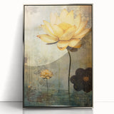 Framed abstract floral wall art with vibrant colors and intricate designs, showcasing a silver acrylic frame, perfect for modern home decor or office settings.