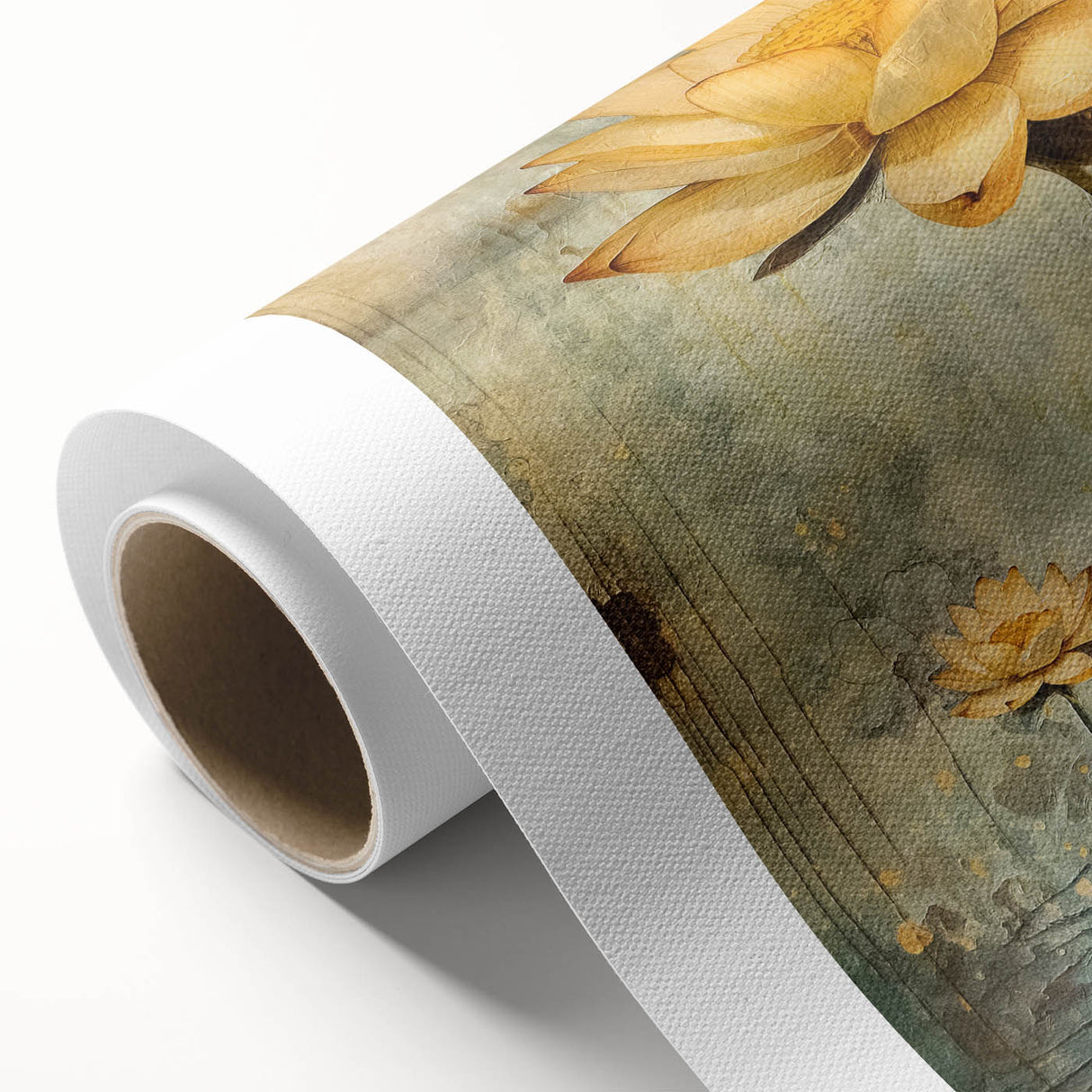 Abstract floral wall art on rolled canvas, showcasing vibrant colors and intricate patterns, ideal for home decor. Packaged securely in a cardboard tube for easy transport.