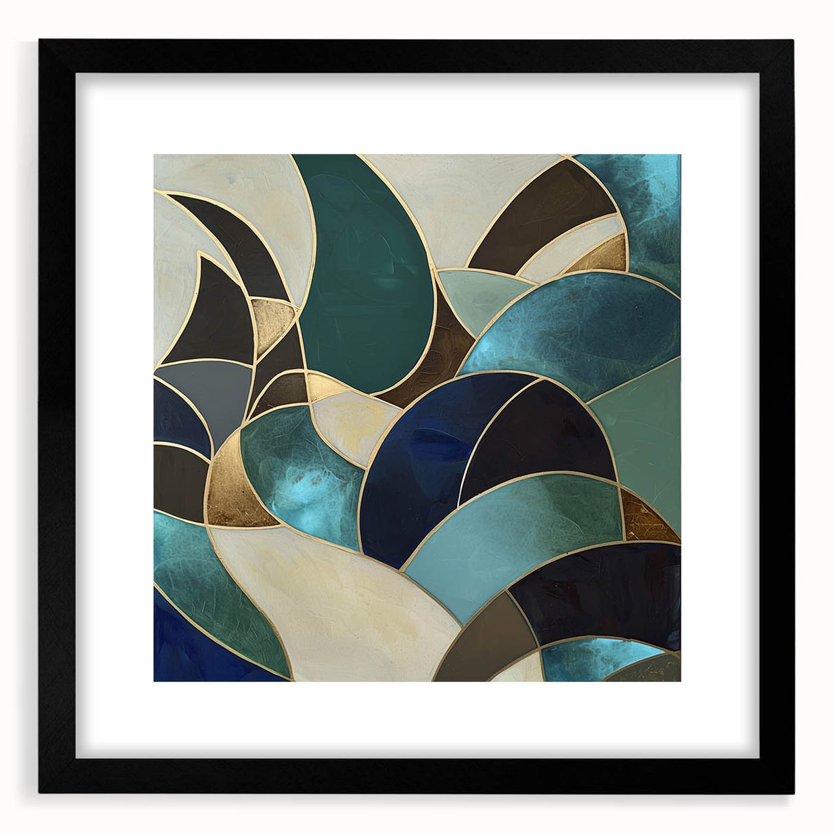 Abstract geometric frame in black, showcasing a modern design with a matte finish, perfect for contemporary decor. Ideal for art enthusiasts seeking stylish home accents.