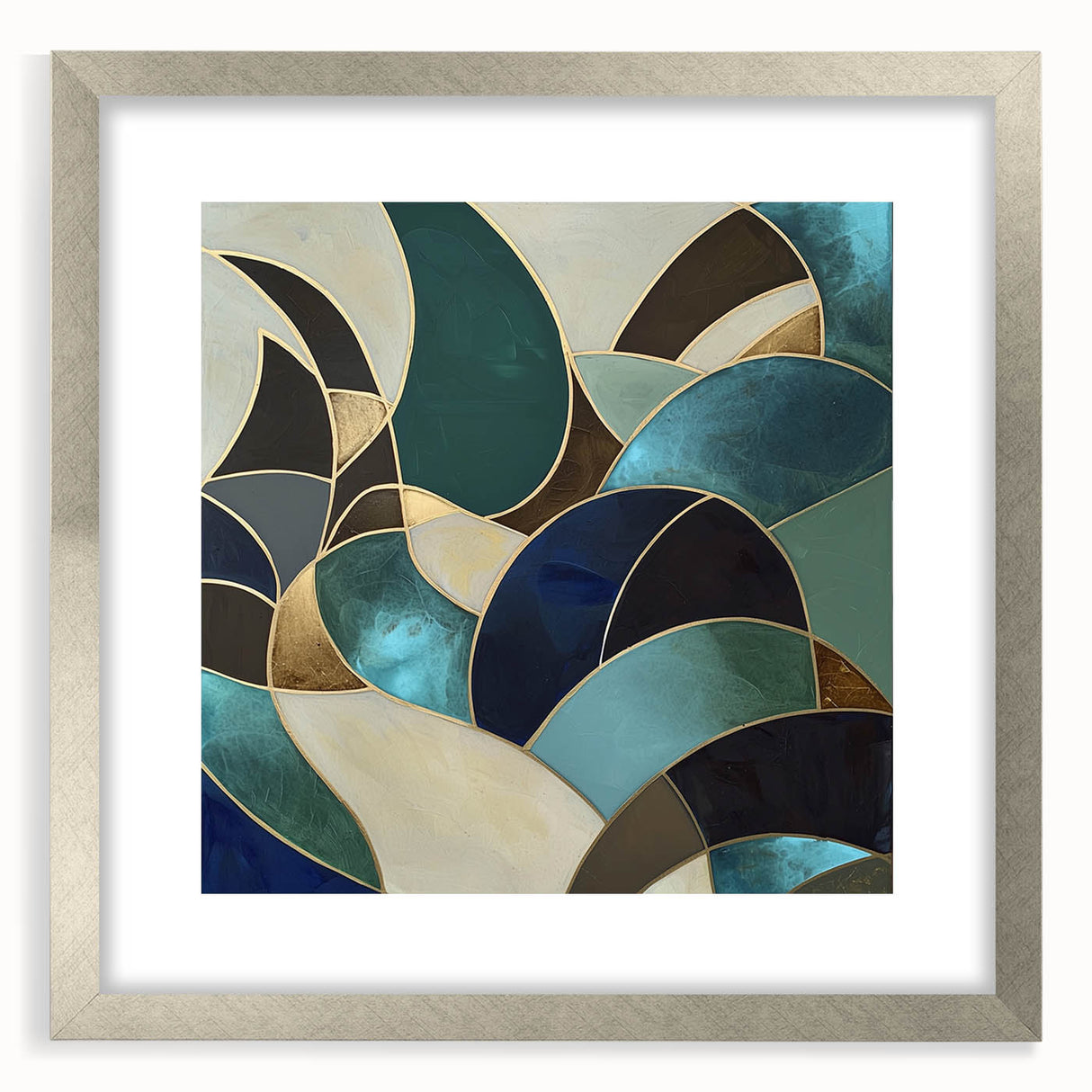 Abstract geometric frame with a sleek silver finish, showcasing a modern design ideal for contemporary decor. Perfect for displaying art or photos, adding elegance to any room.
