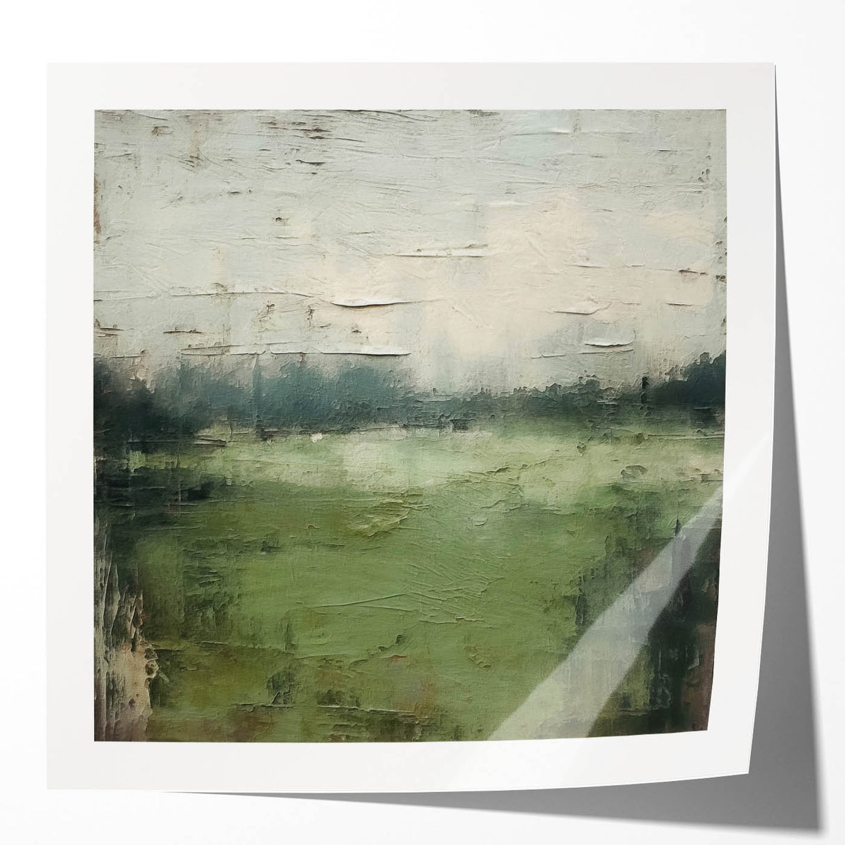 Abstract landscape wall art print showcasing vibrant colors and dynamic shapes, presented in a glossy finish, perfect for modern home décor.