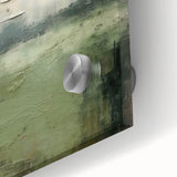 Close-up of an abstract landscape wall art piece featuring vibrant colors and fluid shapes, designed for acrylic glass display, ideal for modern decor.