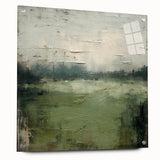 Abstract landscape wall art displayed in acrylic glass, showcasing vibrant colors and textures, framed with stylish metal pins, ideal for modern decor.