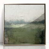 Framed abstract landscape wall art showcasing vibrant colors and gold accents, designed to enhance modern interiors with a touch of elegance.