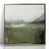 Framed abstract landscape wall art featuring vibrant colors and modern design in a sleek silver frame, ideal for contemporary home decor.