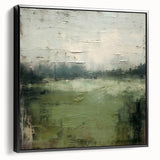 Framed abstract landscape wall art showcasing bold colors and dynamic shapes, presented in a sleek black frame, ideal for modern home decor.