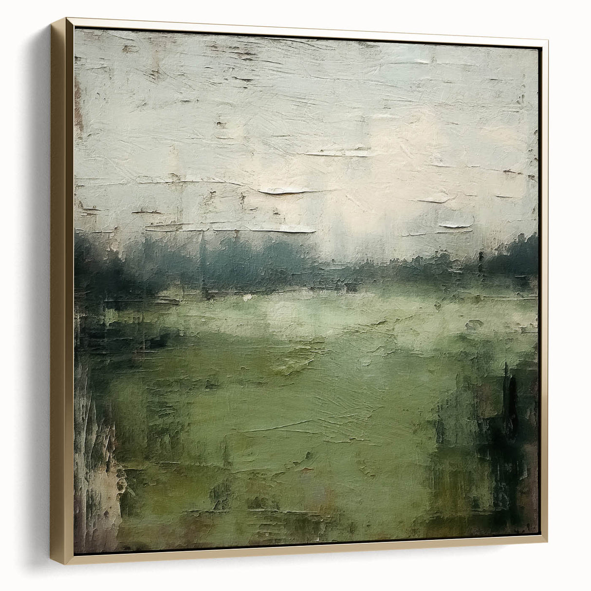 Framed abstract landscape wall art showcasing silver and gold tones, ideal for modern decor. Perfect for adding elegance to living spaces or offices.