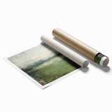 Abstract landscape wall art print showcasing vibrant colors and fluid shapes, rolled for easy transport and delivery in a protective tube, perfect for modern decor.