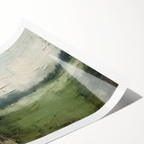 Abstract landscape wall art print showcasing vibrant colors and fluid shapes, rolled for easy shipping, perfect for modern home decor and artistic spaces.