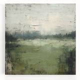 Abstract landscape wall art on stretched canvas, showcasing vibrant colors and fluid shapes, perfect for modern home decor. Features a captivating blend of blues and earthy tones.