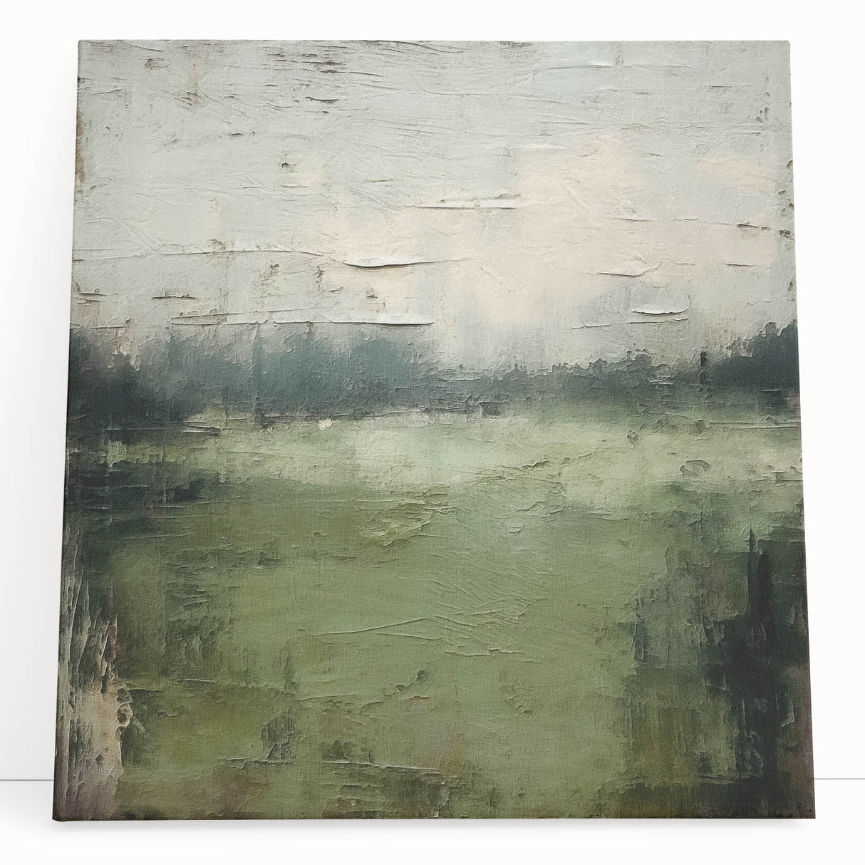 Abstract landscape wall art on stretched canvas, showcasing vibrant colors and fluid shapes, perfect for modern home decor or artistic interiors.