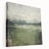 Abstract landscape wall art on stretched canvas, showcasing vibrant colors and dynamic shapes, side view highlighting the depth and texture of the artwork. Perfect for modern home decor.