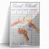 Art deco style poster depicting food and drinks on white acrylic, framed for nursery or modern decor.