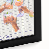 Extra large black wall art featuring textured, colorful food and drink motifs on a framed canvas.