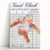 Large black and white stretched canvas featuring a vintage coffee cup design, ideal for kitchen wall art.