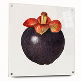 Acrylic glass print of large abstract fruits in vibrant colors, ideal for dining room decor.
