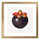 Extra large abstract art print featuring textured fruits in vibrant colors on a gold-framed canvas.