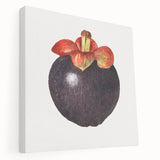 Large wall art featuring an assortment of fruits in vibrant colors on a stretched canvas, ideal for kitchen decor.