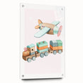 Girls Room Wall Art - Wooden Train & Airplane Kids Room Art