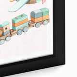 Girls Room Wall Art - Wooden Train & Airplane Kids Room Art