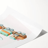 Girls Room Wall Art - Wooden Train & Airplane Kids Room Art