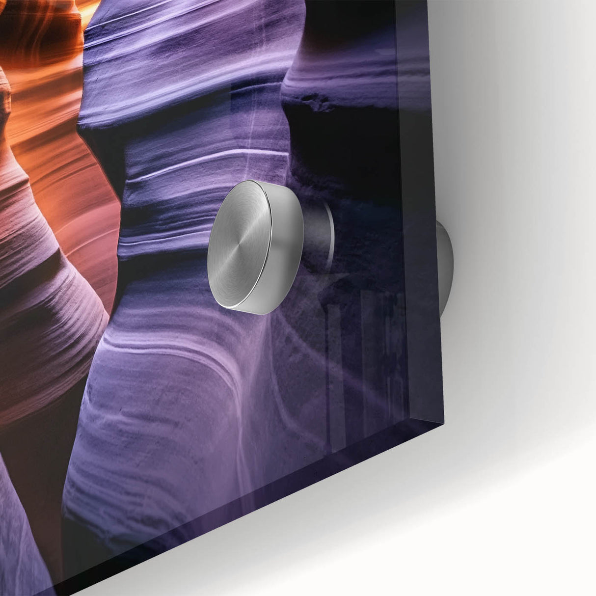 Close-up of a vibrant acrylic landscape artwork showcasing stunning canyons with rich colors and intricate details, perfect for modern home decor.