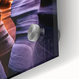 Close-up of a vibrant acrylic landscape artwork showcasing stunning canyons with rich colors and intricate details, perfect for modern home decor.