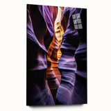 Acrylic landscape artwork depicting vibrant canyons in bold colors, viewed from the side, showcasing intricate details and a sleek, modern design, perfect for home decor.