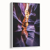 Framed canvas artwork depicting a stunning landscape of canyons in warm earth tones, showcasing intricate details and textures, ideal for home decor enhancement.