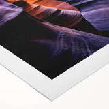 Vibrant rolled canvas showcasing a stunning landscape of colorful canyons, perfect for home decor, emphasizing earth tones and natural beauty.