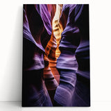 Stretched canvas wall art showcasing a vibrant landscape of canyons with rich colors and intricate details, perfect for home decor and nature enthusiasts.