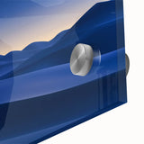 Close-up of a vibrant desert landscape design on acrylic glass, showcasing intricate textures and warm earth tones, ideal for modern home décor.